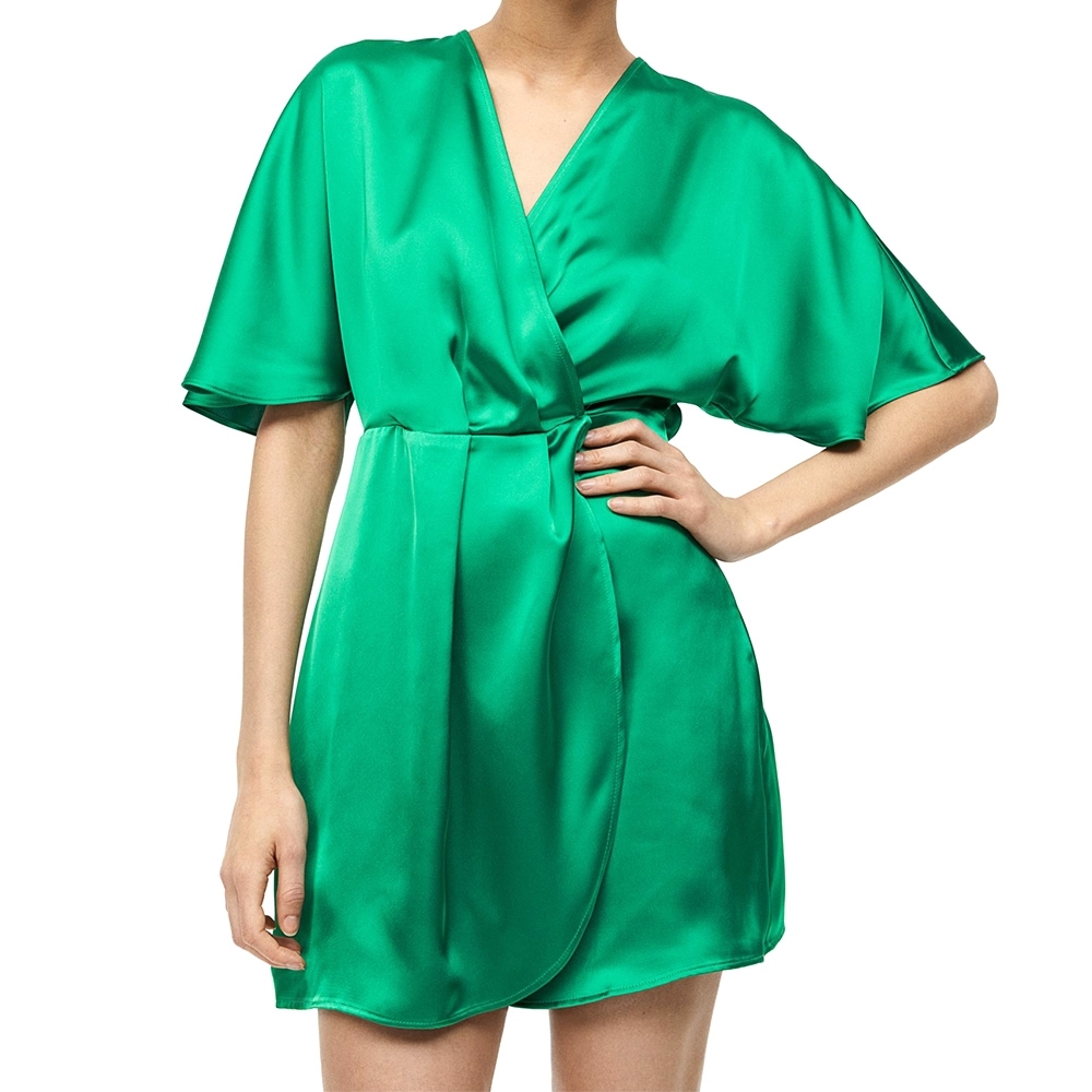Your store. Satin Wrap Dress Green